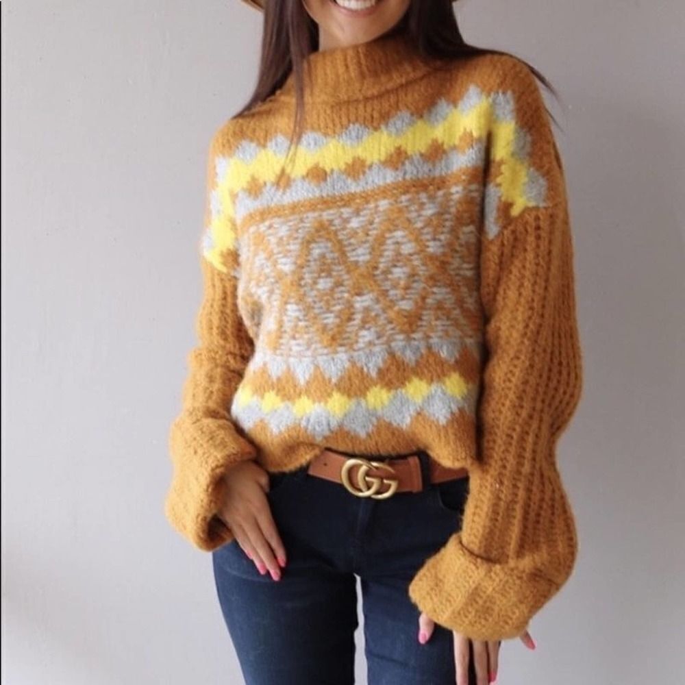 Free People Fair Isle Alpine Pullover Sweater